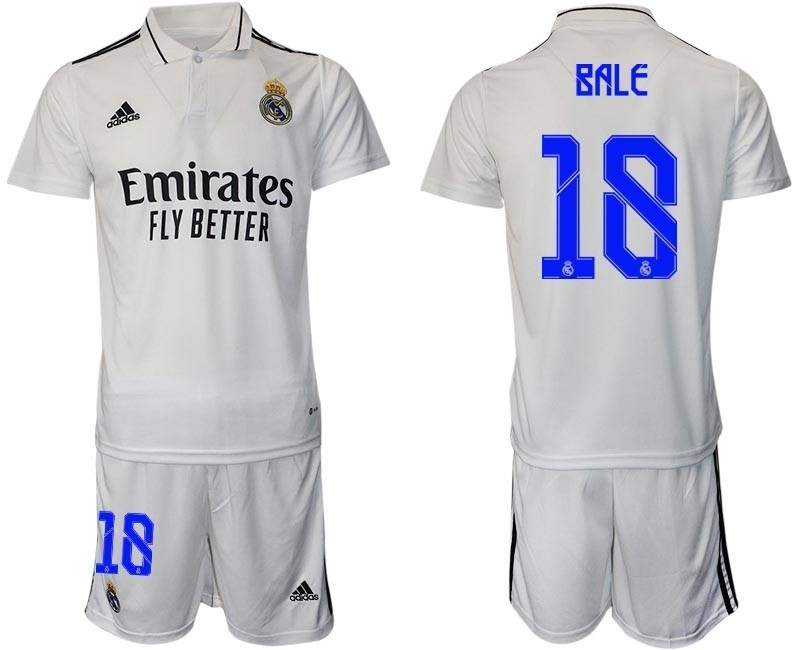 2022-23 Real Madrid #18 Gareth Bale White Home Soccer