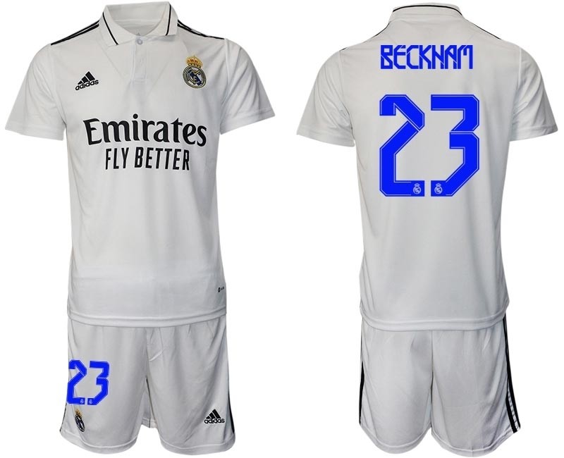 2022-23 Real Madrid #23 David Beckham White Home Soccer