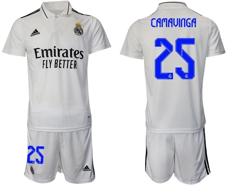 2022-23 Real Madrid #25 Camavinga White Home Soccer