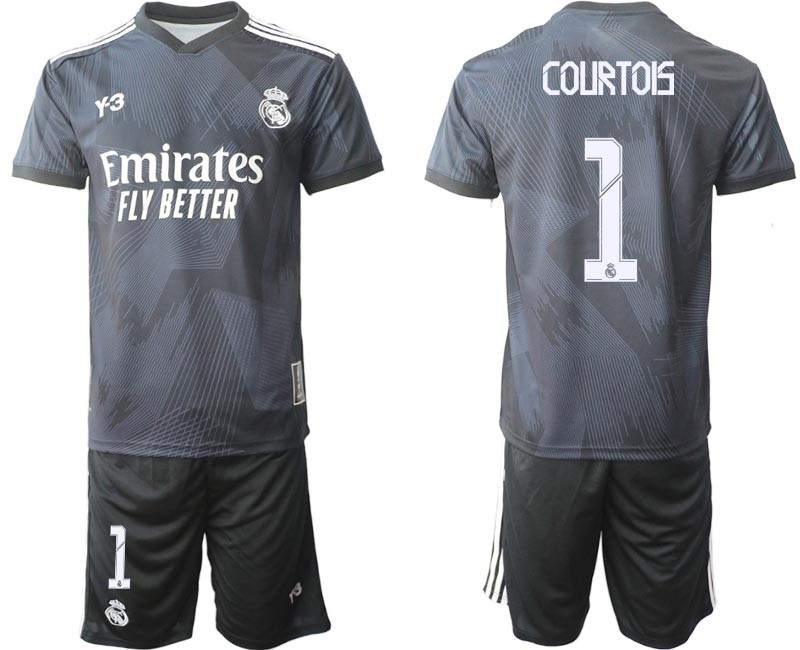 2022-23 Real Madrid #1 Thibault Courtois Black Cuarta Camiseta Y-3 Soccer Jersey