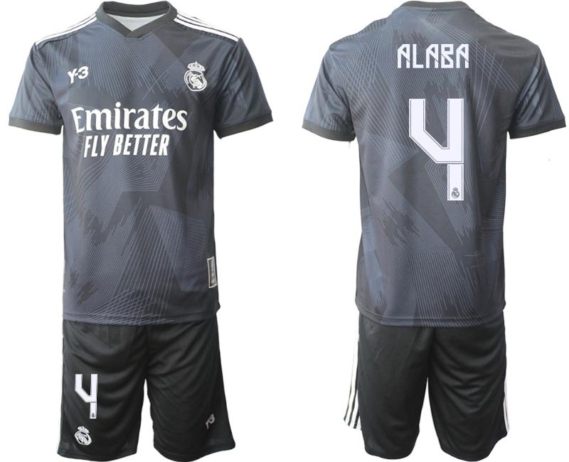 2022-23 Real Madrid #4 David Alaba Black Cuarta Camiseta Y-3 Soccer Jersey