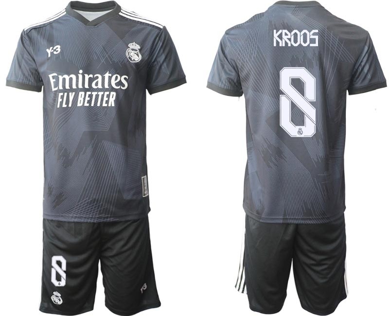 2022-23 Real Madrid #8 Toni Kroos Black Cuarta Camiseta Y-3 Soccer Jersey