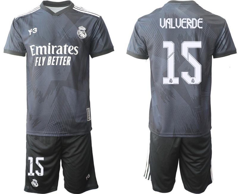 2022-23 Real Madrid #15 Federico Valverde Black Cuarta Camiseta Y-3 Soccer Jersey