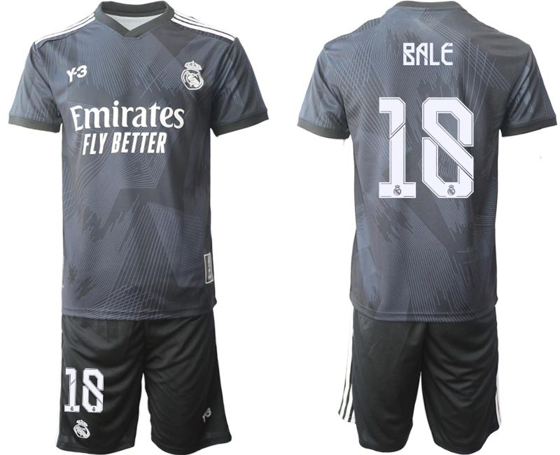 2022-23 Real Madrid #18 Gareth Bale Black Cuarta Camiseta Y-3 Soccer Jersey