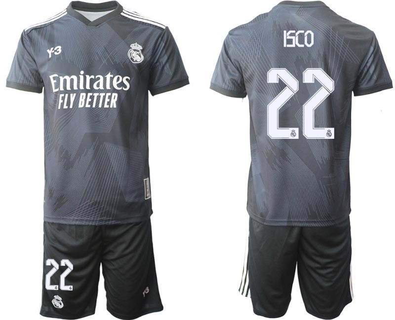 2022-23 Real Madrid #22 Isco Black Cuarta Camiseta Y-3 Soccer Jersey