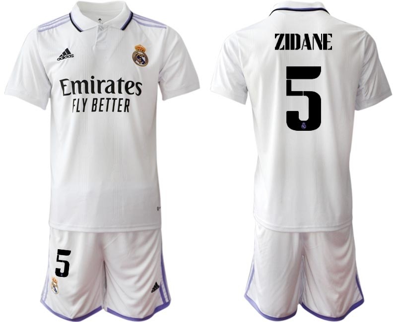 2022-23 Real Madrid #5 Zinedine Zidane White with Black word Home Soccer jersey