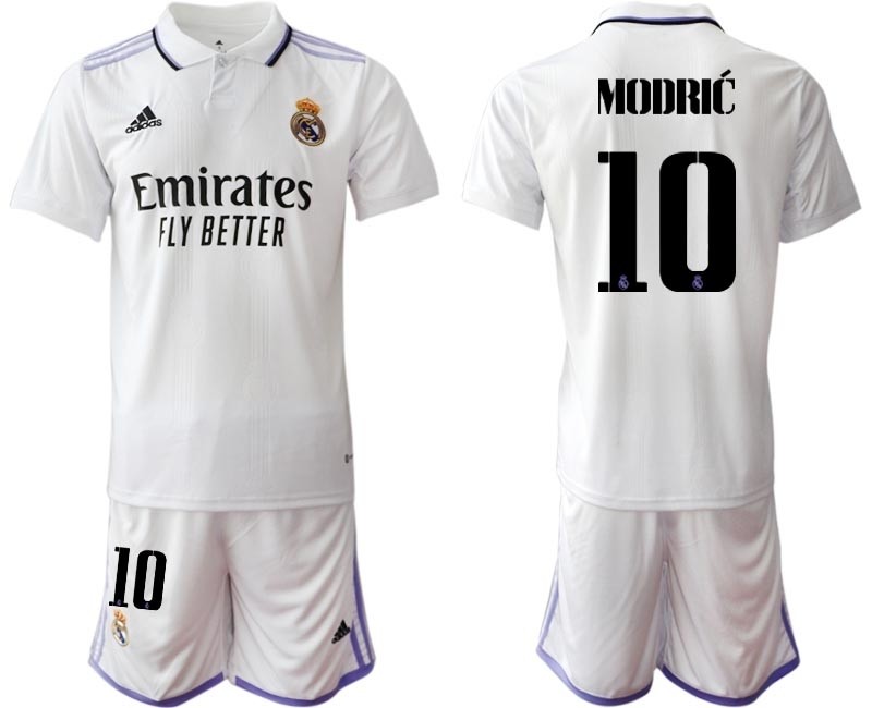 2022-23 Real Madrid #10 Luka Modric White with Black Word Home Soccer jersey