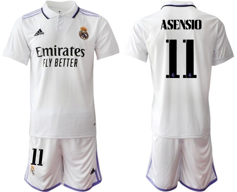 2022-23 Real Madrid #11 Marco Asensio White with Black word Home Soccer jersey