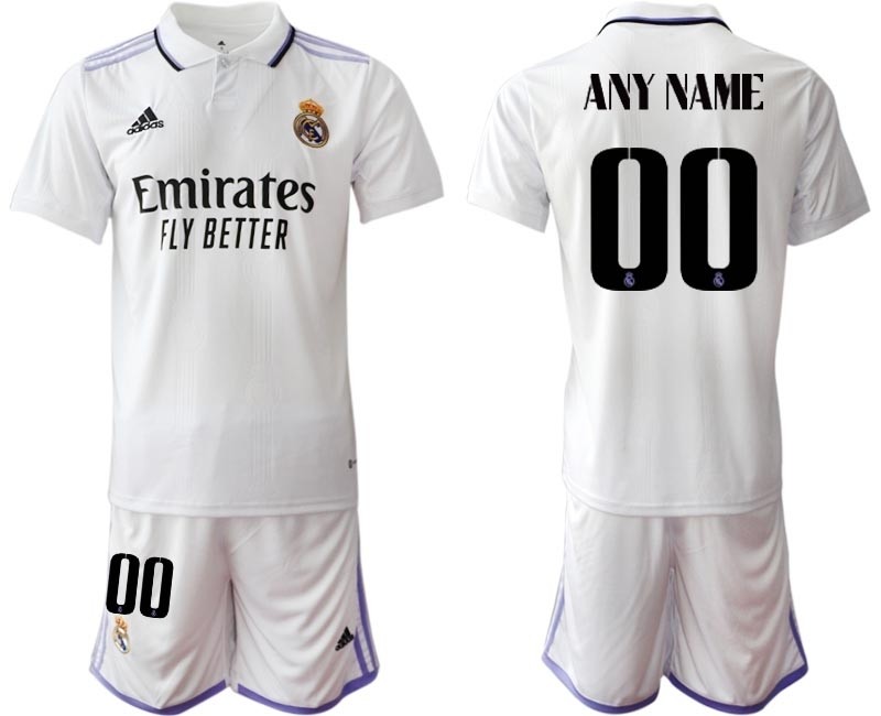 2022-23 Real Madrid Any Name White with Black word Home Soccer Jersey(Name and number remark in comment column)