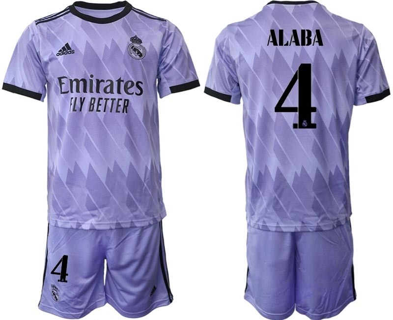 2022-23 Real Madrid #4 David Alaba Purple Away Soccer jersey