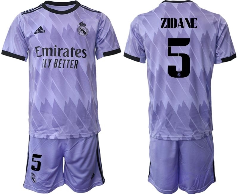 2022-23 Real Madrid #5 Zinedine Zidane Purple Away Soccer jersey