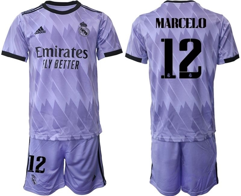 2022-23 Real Madrid #12 Marcelo Purple Away Soccer jersey