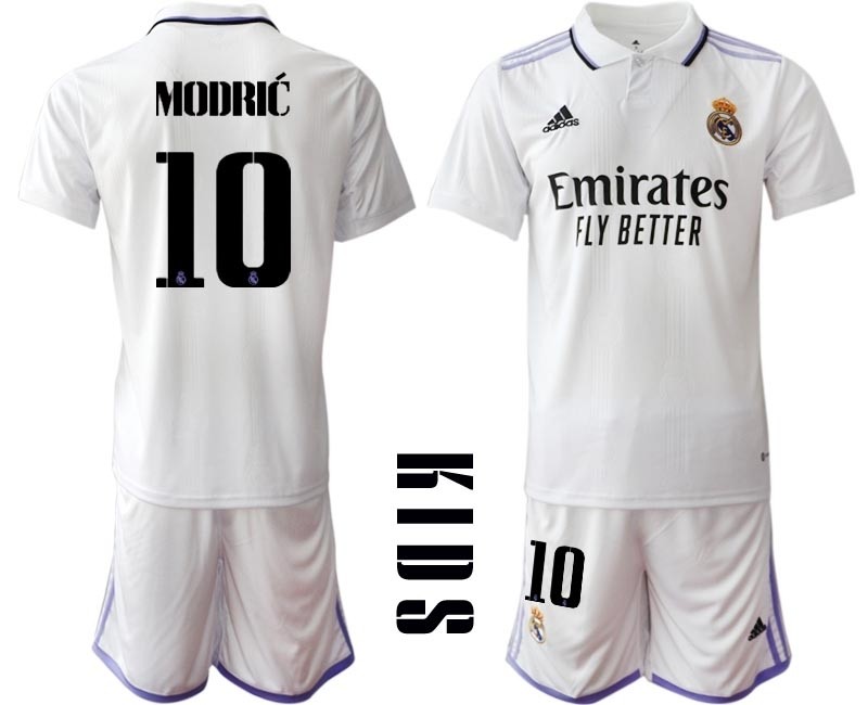 2022-23 Youth Real Madrid #10 Luka Modric White with Black Word Home Soccer jersey