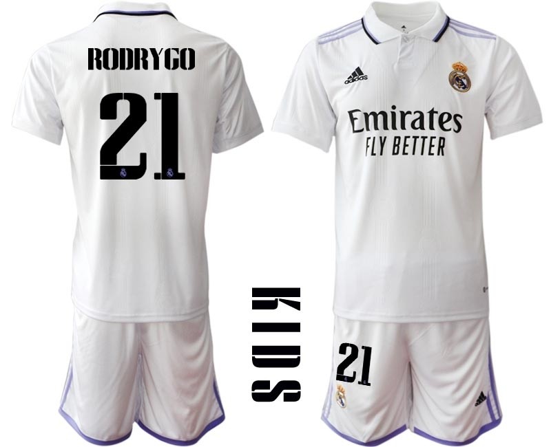 2022-23 Youth Real Madrid #21 Rodrygo White with Black word Home Soccer jersey