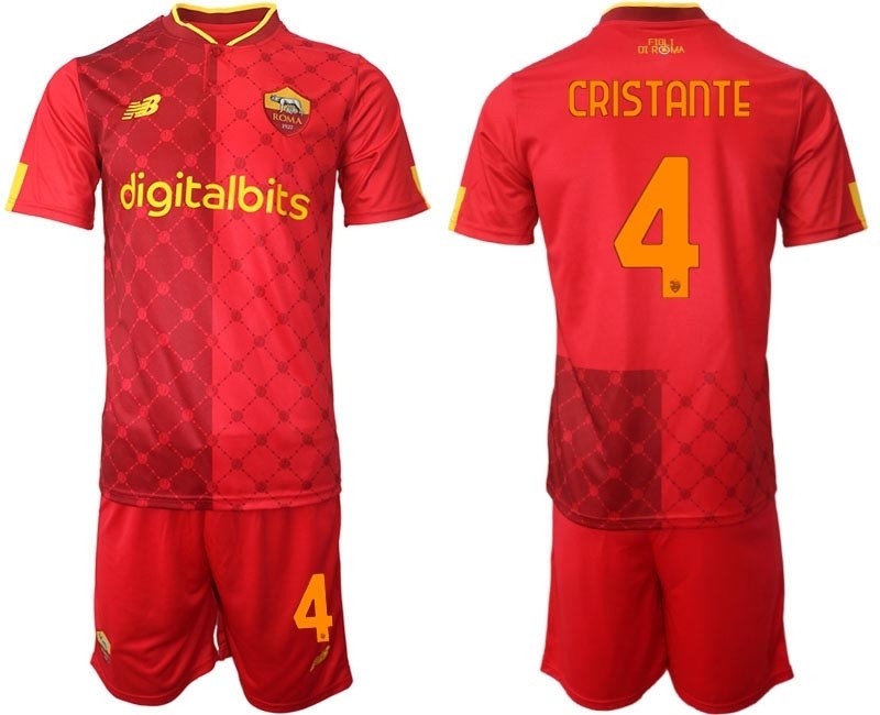 2022-23 Rome #4 Bryan Cristante Red Home Soccer Jersey