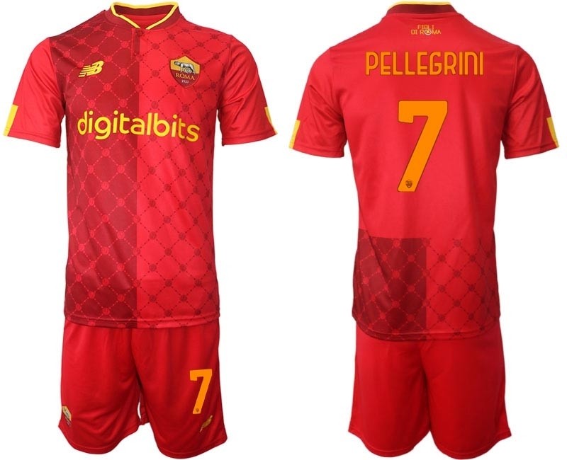 2022-23 Rome #7 Lorenzo Pellegrini Red Home Soccer Jersey