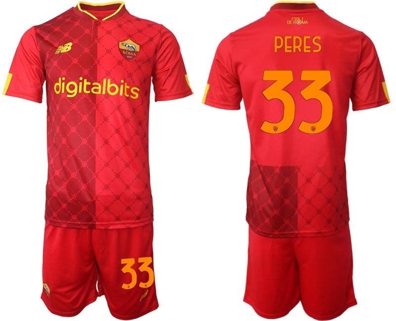 2022-23 Rome #33 Bruno Peres Red Home Soccer Jersey