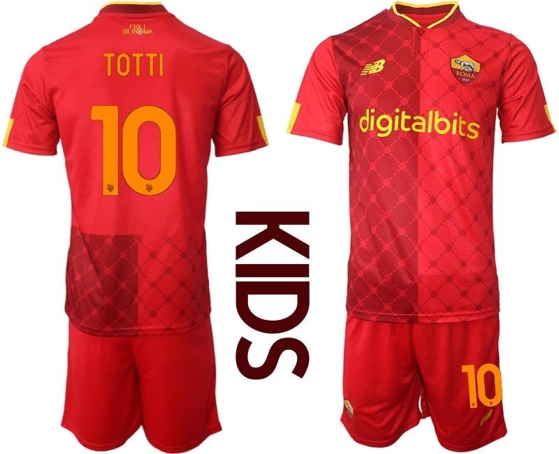 2022-23 Youth Rome #10 Francesco Totti Red Home Soccer Jersey