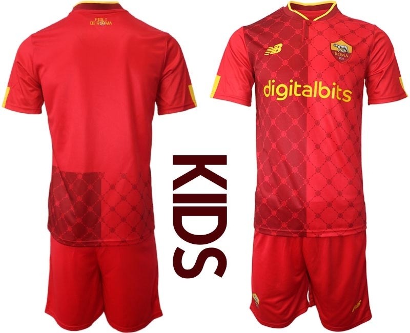 2022-23 Youth Rome Blank Red Home Soccer Jersey