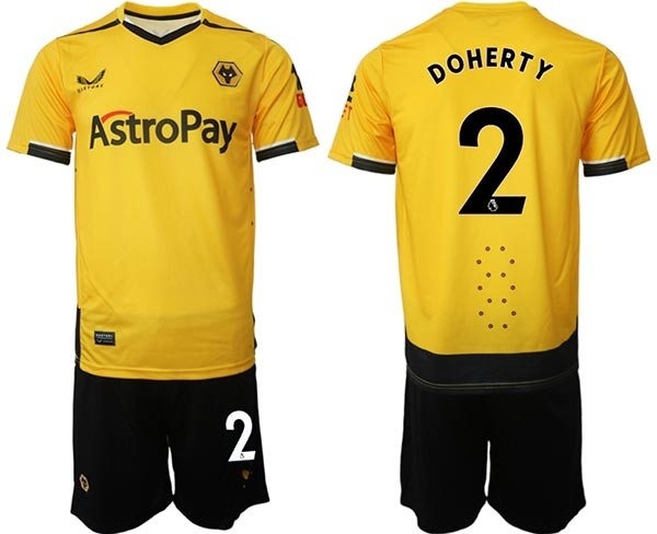 2022-23 Wolverhampton Wanderers #2 Matt Doherty Yellow Home Soccer Jersey