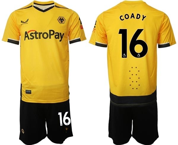 2022-23 Wolverhampton Wanderers #16 Conor Coady Yellow Home Soccer Jersey