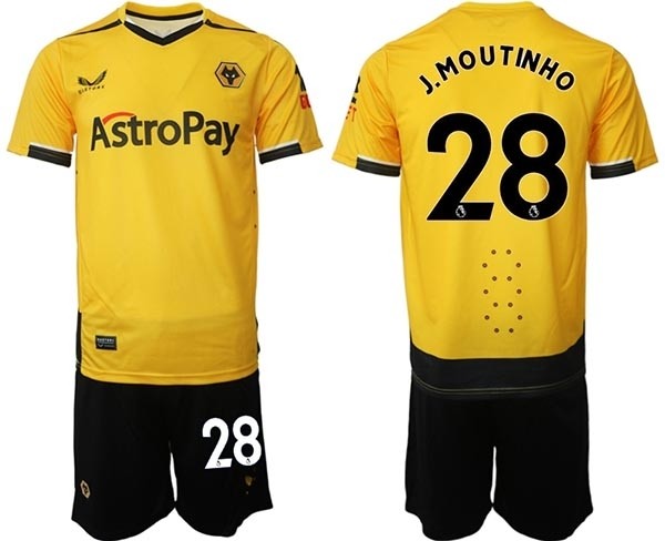 2022-23 Wolverhampton Wanderers #28 J.Moutinho Yellow Home Soccer Jersey