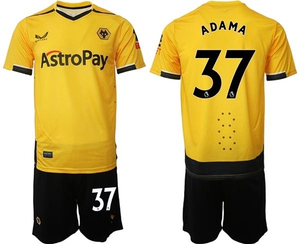 2022-23 Wolverhampton Wanderers #37 Adama Traore Yellow Home Soccer Jersey