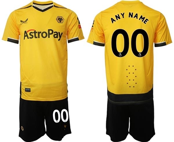 2022-23 Wolverhampton Wanderers Custom Yellow Home Soccer Jersey(Name and number remark in comment column)