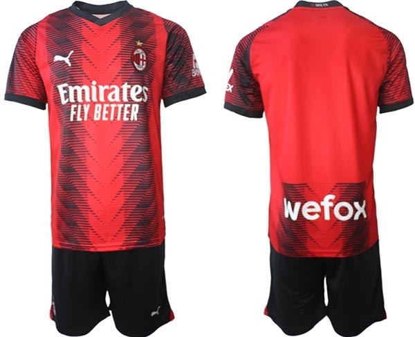 2023-24 AC Milan Blank Red-Black Home Soccer Jersey