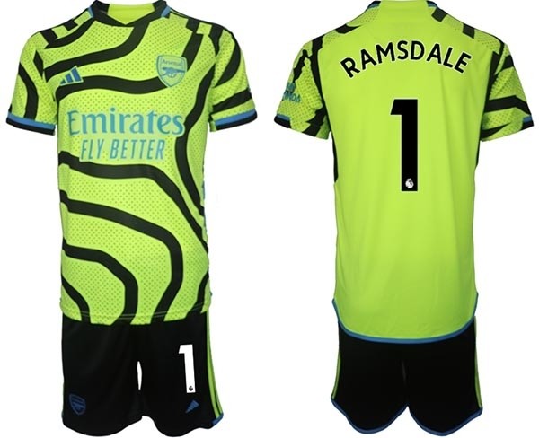 2023-24 Arsenal #1 Aaron Ramsdale Green Away Soccer Jersey