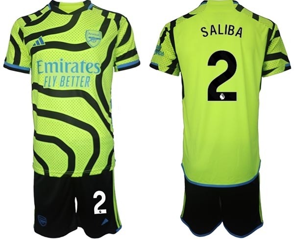 2023-24 Arsenal #2 William Saliba Green Away Soccer Jersey