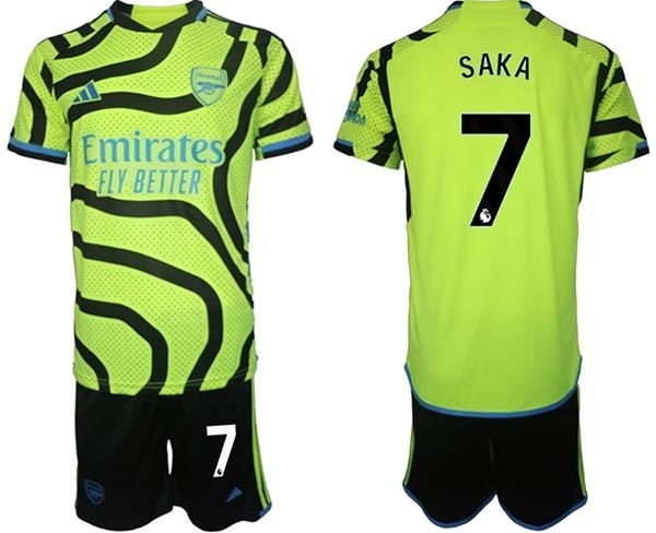 2023-24 Arsenal #7 Bukayo Saka Green Away Soccer Jersey