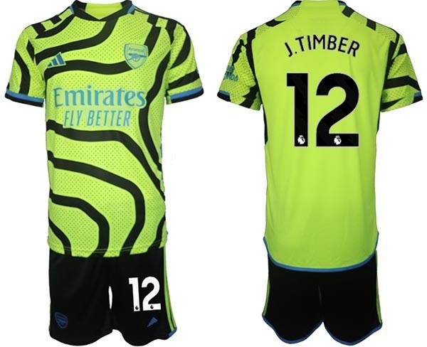 2023-24 Arsenal #12 J.Timber Green Away Soccer Jersey