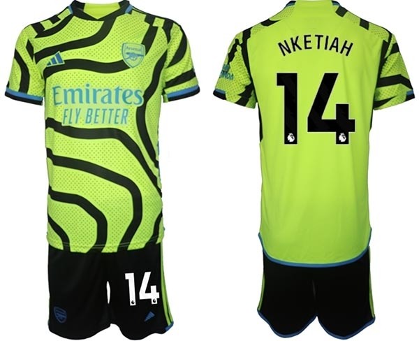 2023-24 Arsenal #14 Eddie Nketiah Green Away Soccer Jersey