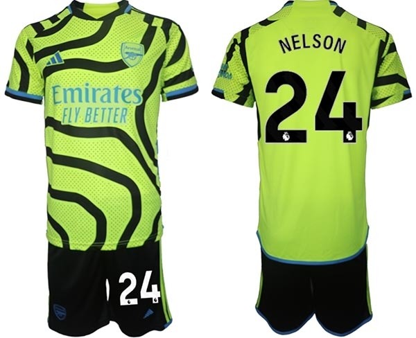 2023-24 Arsenal #24 Reiss Nelson Green Away Soccer Jersey