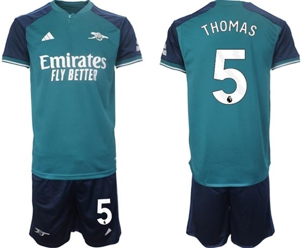 2023-24 Arsenal #5 Thomas Partey Teal Away Soccer Jersey