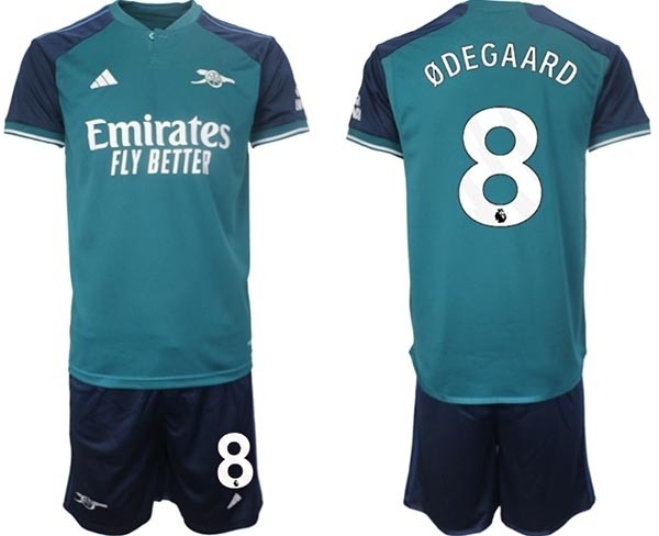 2023-24 Arsenal #8 Martin Odegaard Teal Away Soccer Jersey