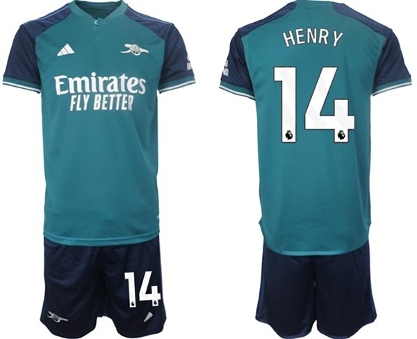 2023-24 Arsenal #14 Thierry Henry Teal Away Soccer Jersey