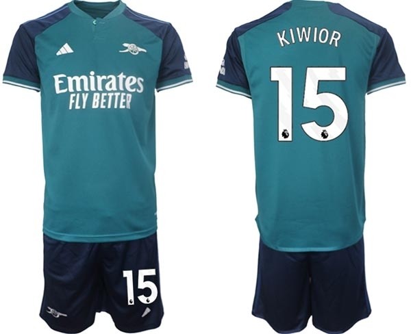 2023-24 Arsenal #15 Jakub Kiwior Teal Away Soccer Jersey