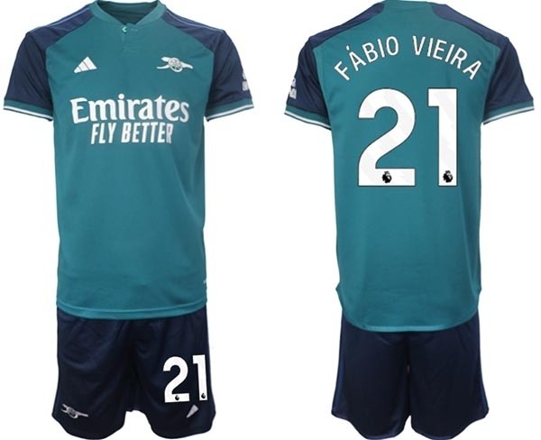 2023-24 Arsenal #21 Fabio Vieira Teal Away Soccer Jersey