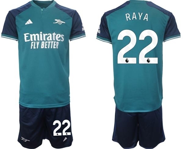 2023-24 Arsenal #22 David Raya Teal Away Soccer Jersey