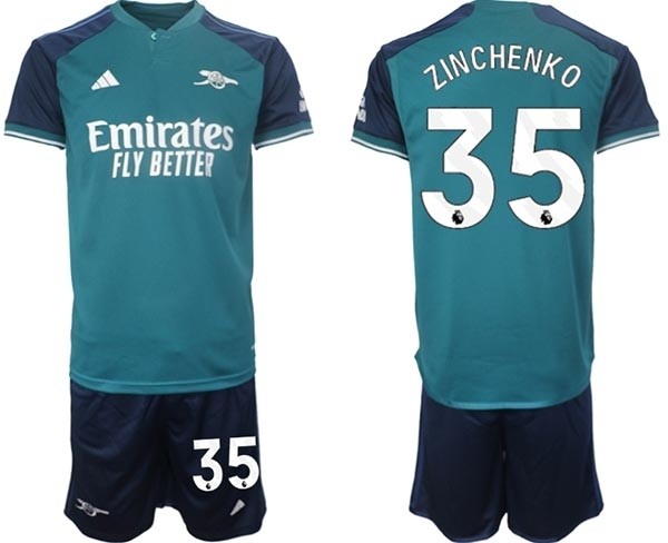 2023-24 Arsenal #35 Oleksandr Zinchenko Teal Away Soccer Jersey