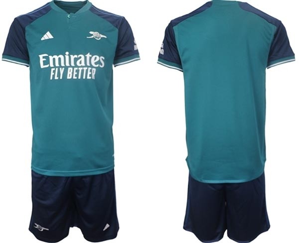 2023-24 Arsenal Blank Teal Away Soccer Jersey