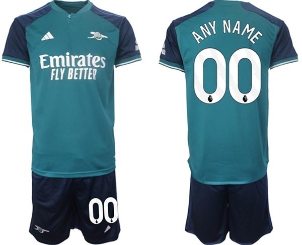 2023-24 Arsenal Custom Teal Away Soccer Jersey(Name and number remark in comment column)