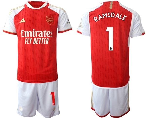 2023-24 Arsenal #1 Aaron Ramsdale Red Home Soccer Jersey