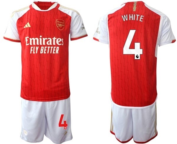 2023-24 Arsenal #4 Ben White Red Home Soccer Jersey