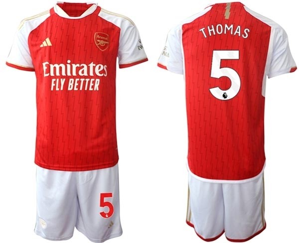 2023-24 Arsenal #5 Thomas Partey Red Home Soccer Jersey