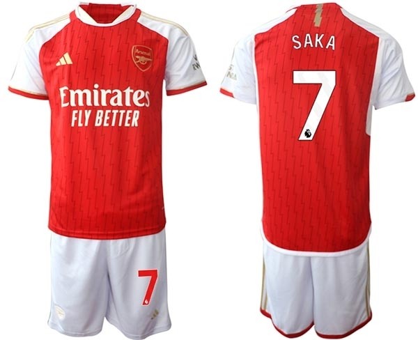 2023-24 Arsenal #7 Bukayo Saka Red Home Soccer Jersey