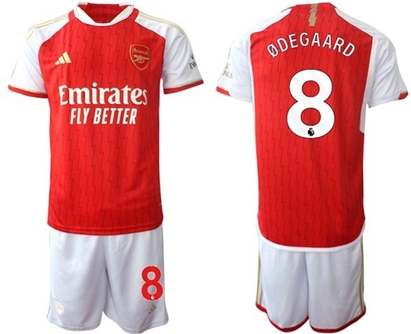 2023-24 Arsenal #8 Martin Odegaard Red Home Soccer Jersey