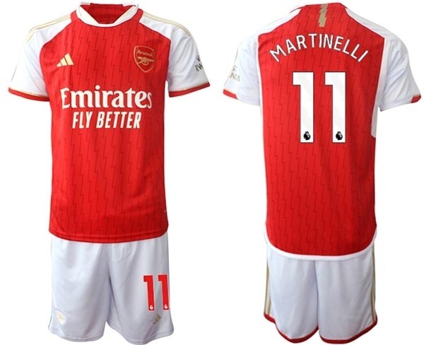 2023-24 Arsenal #11 Gabriel Martinelli Red Home Soccer Jersey